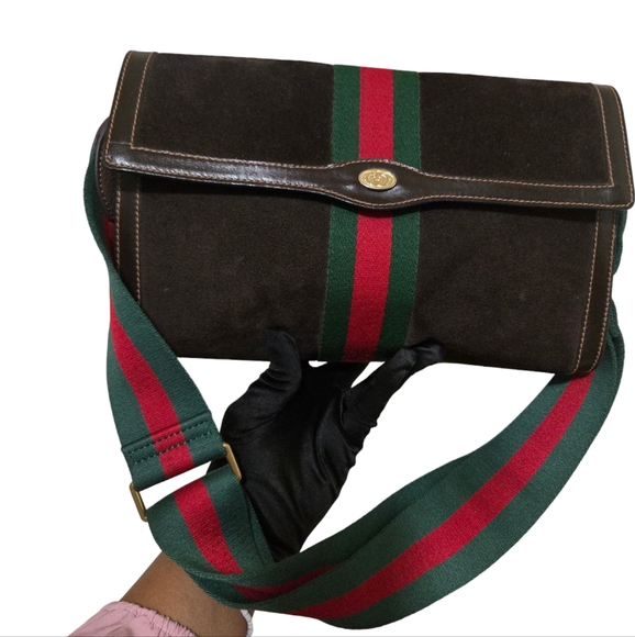 Vintage Gucci Sherry LineGG Suede Brown